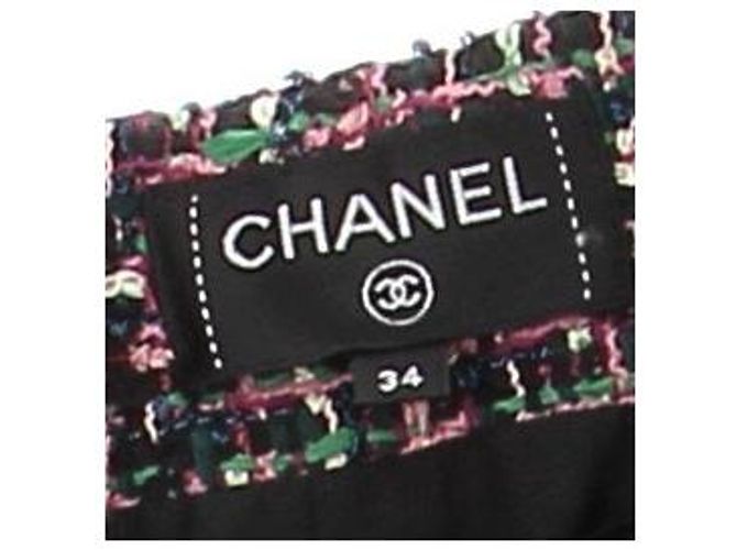 Falda de tweed rosa y negra Chanel Negro - vista 6