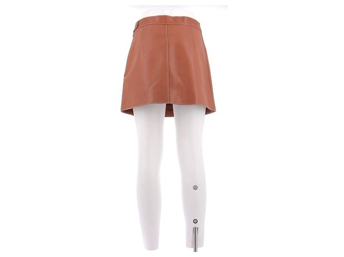 Falda de cuero marrón Hermès Castaño - vista 2