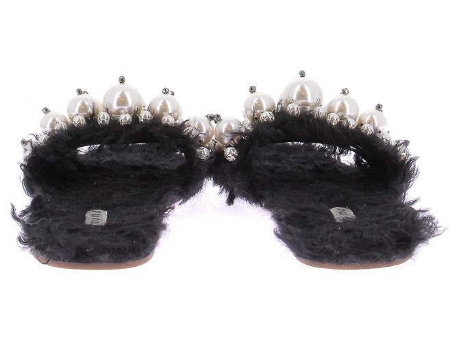 Miu Miu Sandali in pelliccia neri Nero - vista 5