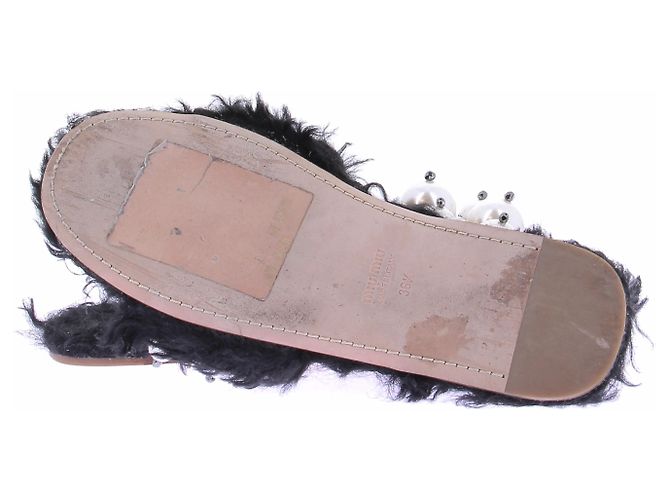 Miu Miu Sandali in pelliccia neri Nero - vista 7