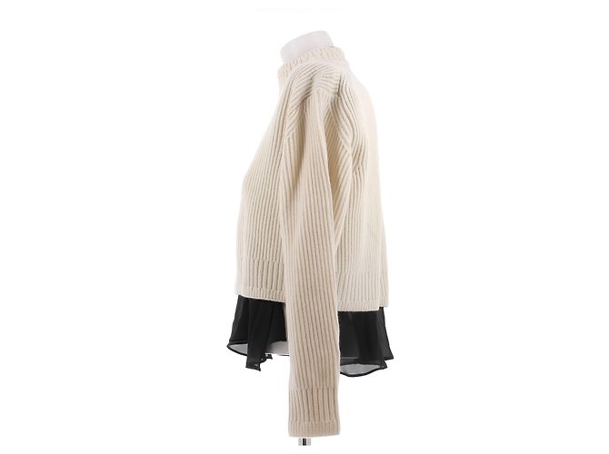 Suéter Sacai de lã creme Bege - vista 5