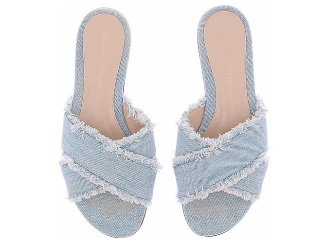 Gianvito Rossi Sandali in denim blu - vista 6