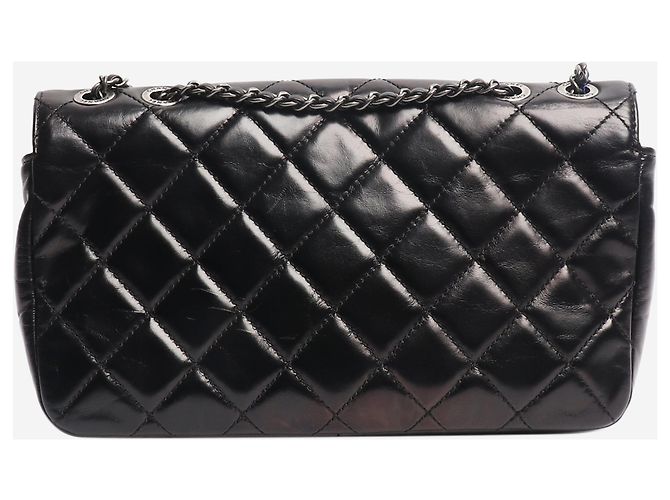 Chanel Borsa flap trapuntata in agnello nero 2015 - vista 3