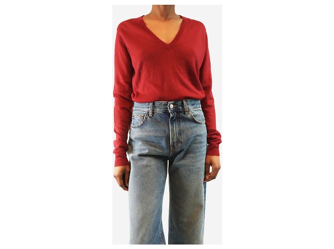 Joseph Pull en cachemire fin bordeaux - taille S Rouge - vue 3