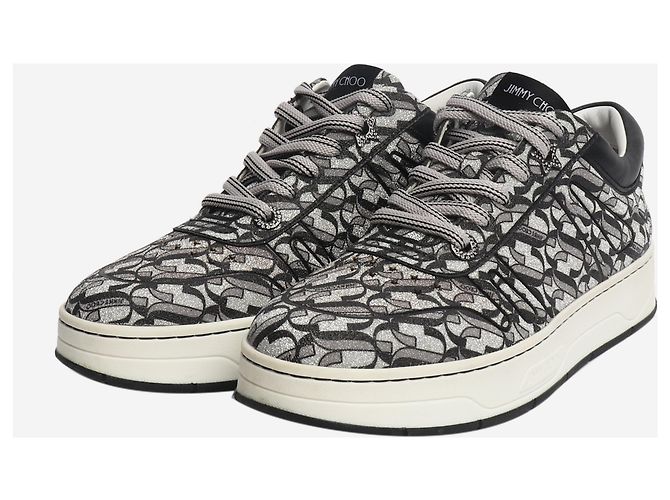 Jimmy Choo Sneakers Monogram glitter argento e nero - taglia EU 38.5 - vista 2