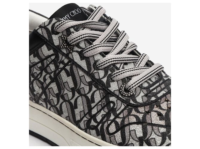 Jimmy Choo Sneakers Monogram glitter argento e nero - taglia EU 38.5 - vista 4