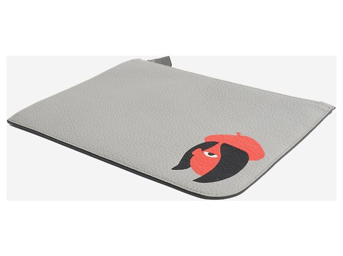 Moynat Pochette in pelle con zip grigia Grigio - vista 3
