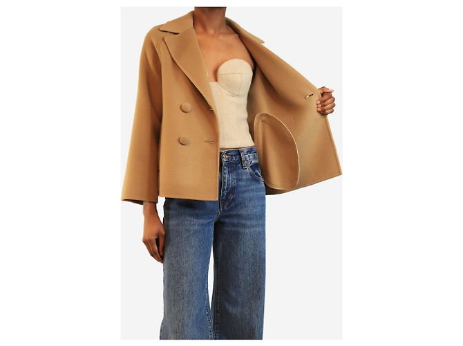 Weekend Max Mara Camel double-breasted wool peacoat - size UK 2 - view 4