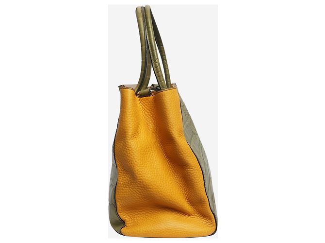 Fendi Borsa 2jours in pelle con stampa coccodrillo verde - vista 3