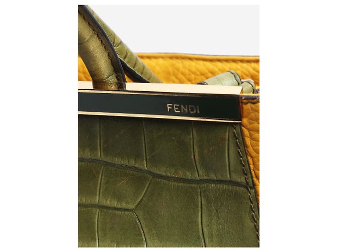 Fendi Borsa 2jours in pelle con stampa coccodrillo verde - vista 6