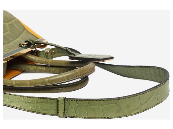 Fendi Borsa 2jours in pelle con stampa coccodrillo verde - vista 9