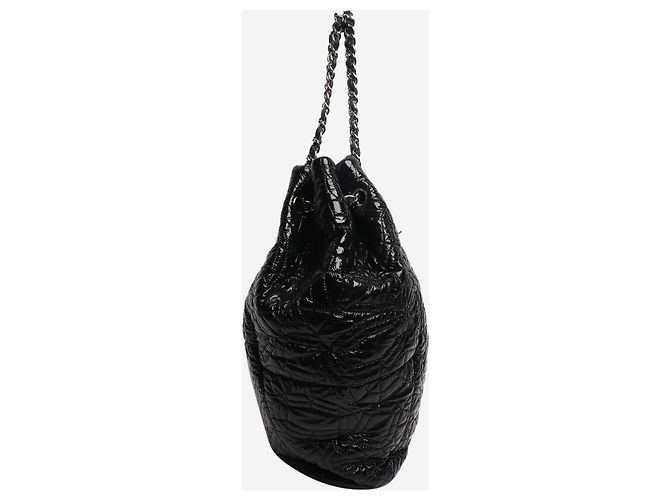 Chanel Schwarze gesteppte Tote Bag aus Lackleder 2008 - Ansicht 2