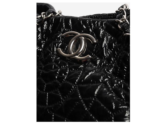 Chanel Schwarze gesteppte Tote Bag aus Lackleder 2008 - Ansicht 5