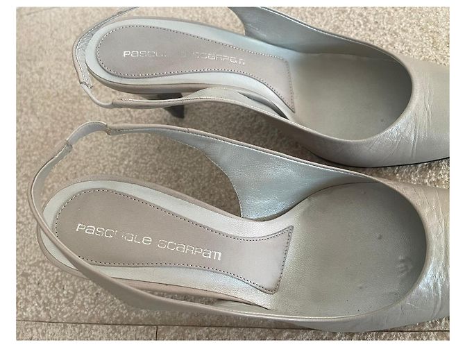Autre Marque Décolleté Slingback in Pelle Pasquale Scarpati Grigio - vista 2