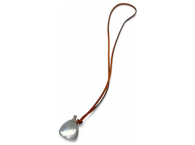 Hermès Hermes SV925 Leather Strap Perfume Bottle Atomizer Necklace Silvery Orange - view 3