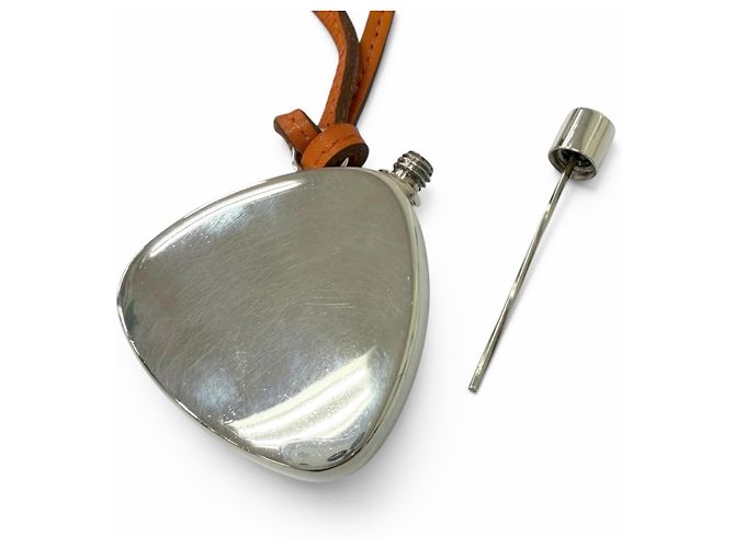 Hermès Hermes SV925 Leather Strap Perfume Bottle Atomizer Necklace Silvery Orange - view 5
