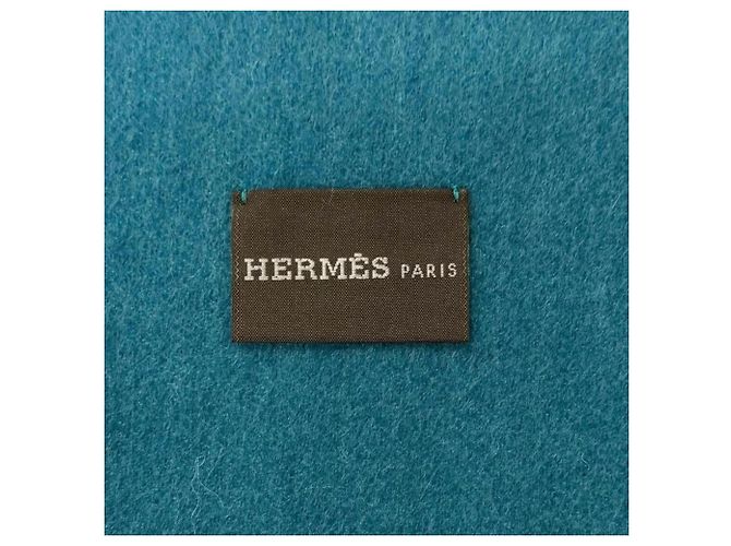 Stola in cashmere color turchese Hermès - vista 7