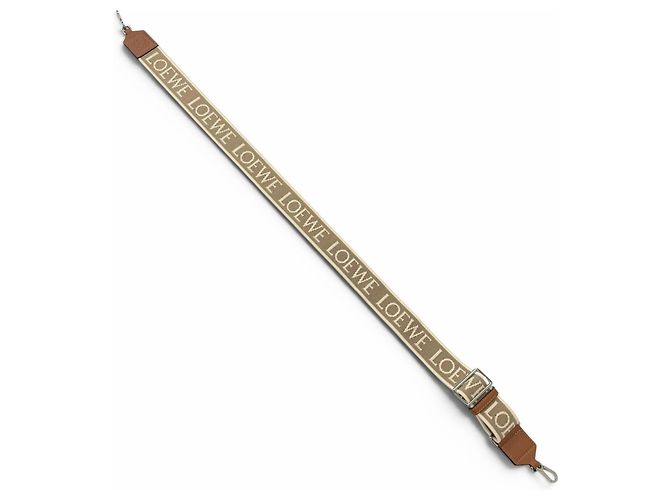 Tracolla in pelle e tela Loewe Marrone Beige - vista 3