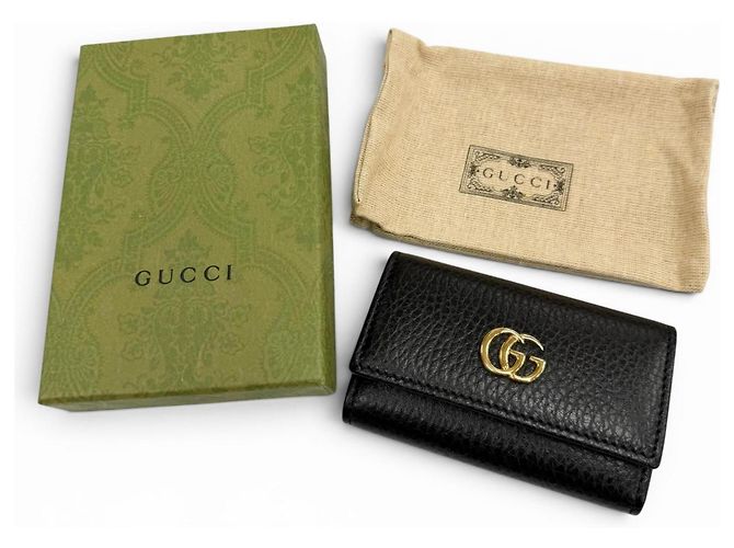 Portachiavi in pelle Double G Gucci Nero - vista 2