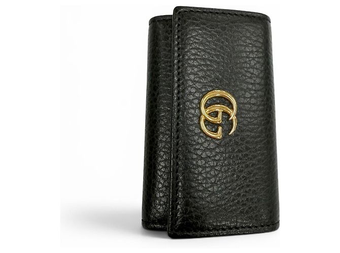 Portachiavi in pelle Double G Gucci Nero - vista 3