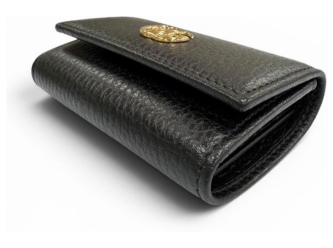 Portachiavi in pelle Double G Gucci Nero - vista 5