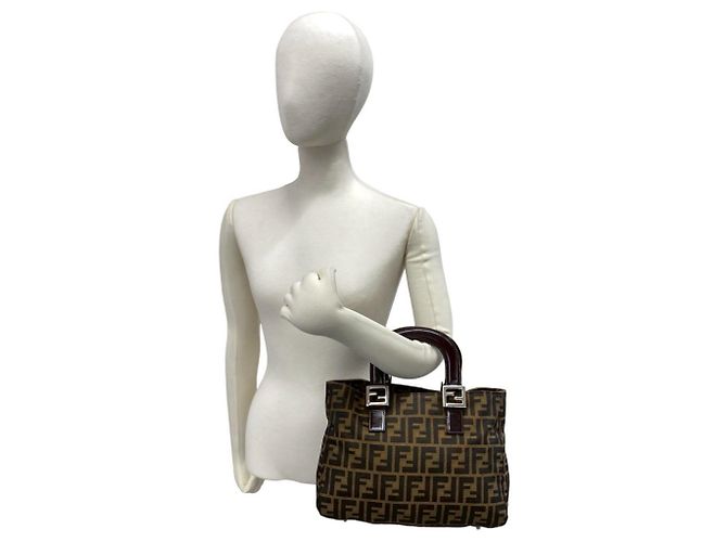 Fendi Vintage Zucca FF Logo Mini Tote Bag Braun Schwarz - Ansicht 2