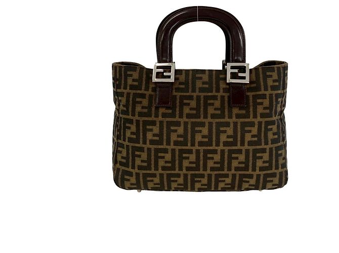 Fendi Vintage Zucca FF Logo Mini Tote Bag Braun Schwarz - Ansicht 3