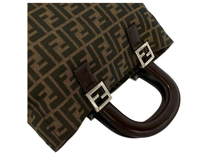 Fendi Vintage Zucca FF Logo Mini Tote Bag Braun Schwarz - Ansicht 4