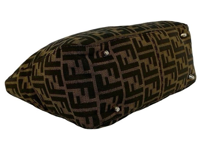 Fendi Vintage Zucca FF Logo Mini Tote Bag Braun Schwarz - Ansicht 7