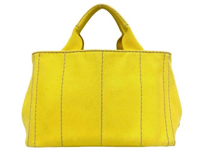 Tote Prada Canapa 2-Way Logo Canvas Schultertasche Gelb - Ansicht 3