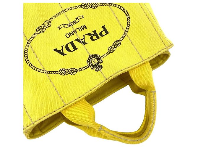 Tote Prada Canapa 2-Way Logo Canvas Schultertasche Gelb - Ansicht 4
