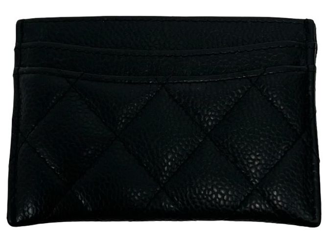 Tarjetero en piel de becerro granulada Matelassé negro Chanel - vista 2