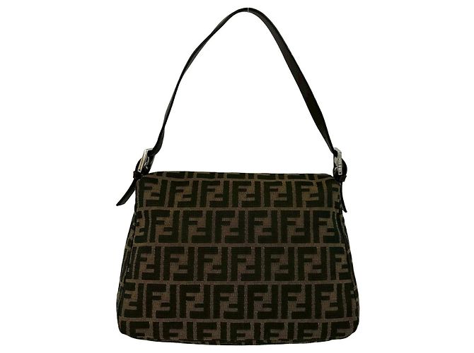 Fendi Mamma Bucket Tasche Zucca FF Logo Muster Braun Schwarz Khaki - Ansicht 3