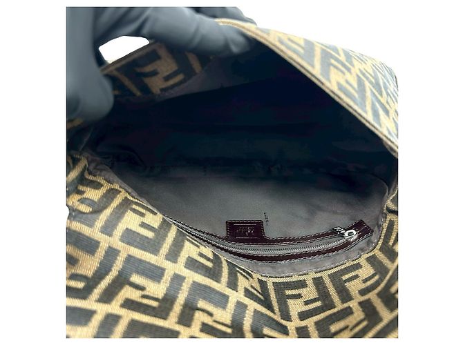 Fendi Mamma Bucket Tasche Zucca FF Logo Muster Braun Schwarz Khaki - Ansicht 9