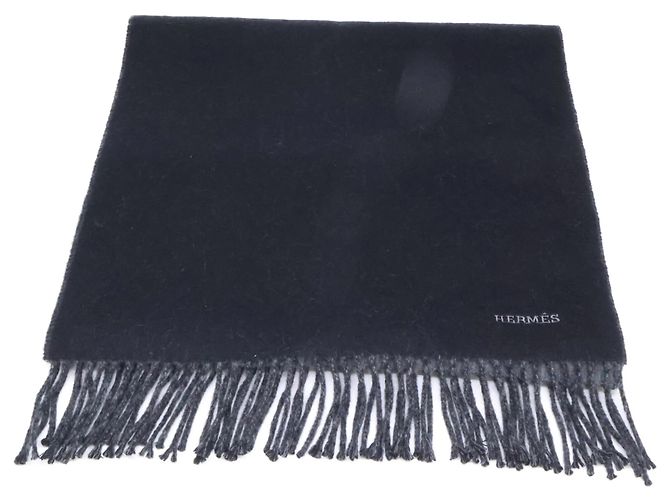 Hermès Stola in cashmere HERMES Recto Verso nera e grigia Marrone Nero - vista 2