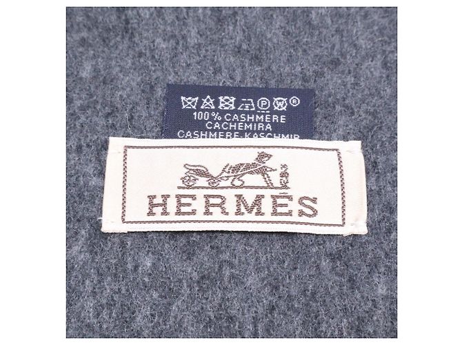 Hermès Stola in cashmere HERMES Recto Verso nera e grigia Marrone Nero - vista 5