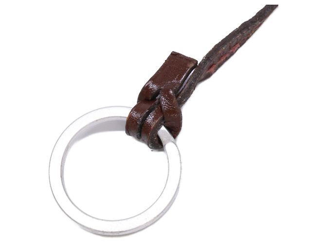 Hermès HERMES Hermes □C stamp Clochette Leather Long Necklace Marrone - vista 6