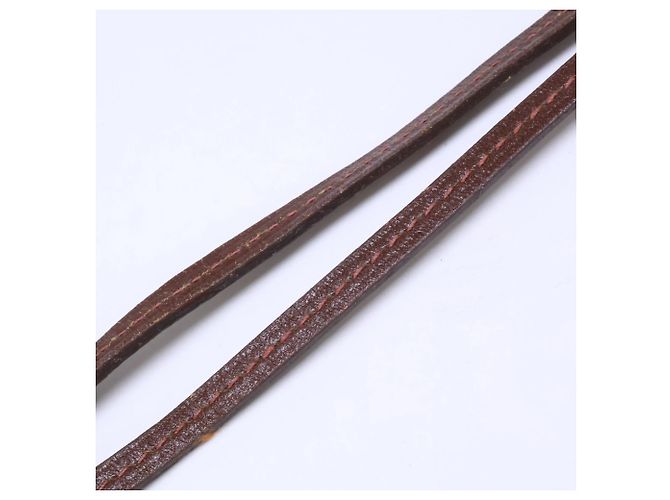 Hermès HERMES Hermes □C stamp Clochette Leather Long Necklace Marrone - vista 8
