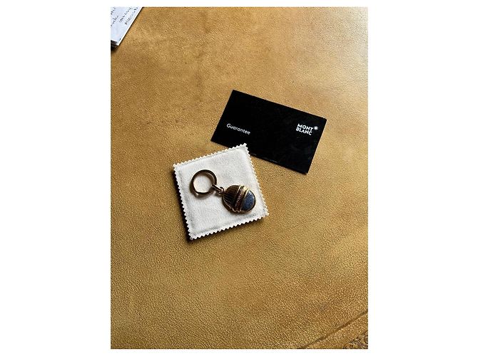 Portachiavi Montblanc dorato e pietra blu Blu scuro Gold hardware - vista 3