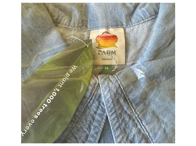 Farm Rio Giacca in denim con maniche a palloncino e colletto Peter Pan - vista 4
