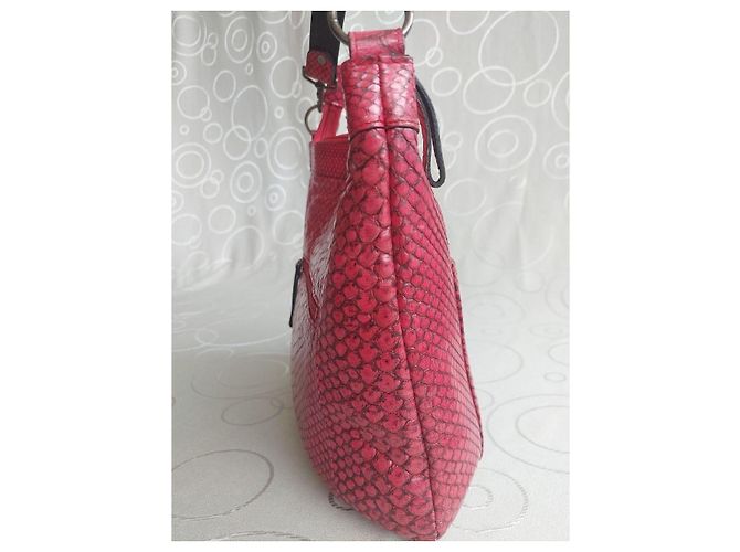 Autre Marque Borsa a tracolla JRA in pelle stampa pitone rosa - vista 12