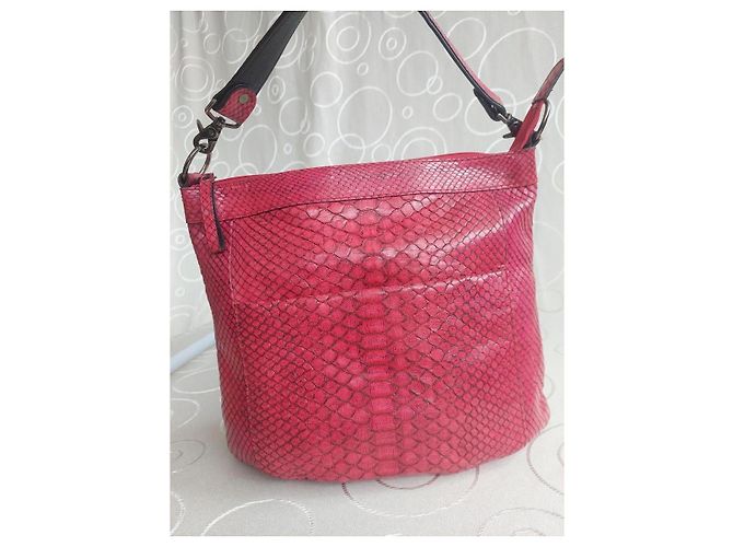 Autre Marque Borsa a tracolla JRA in pelle stampa pitone rosa - vista 13