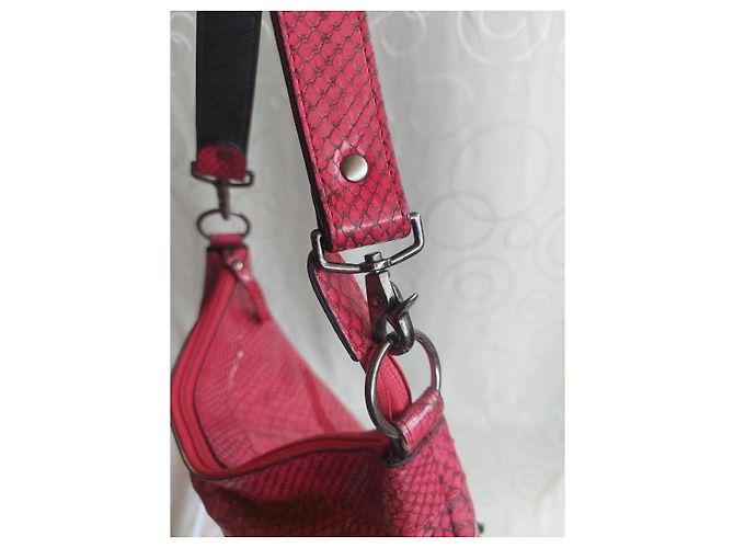 Autre Marque Borsa a tracolla JRA in pelle stampa pitone rosa - vista 14