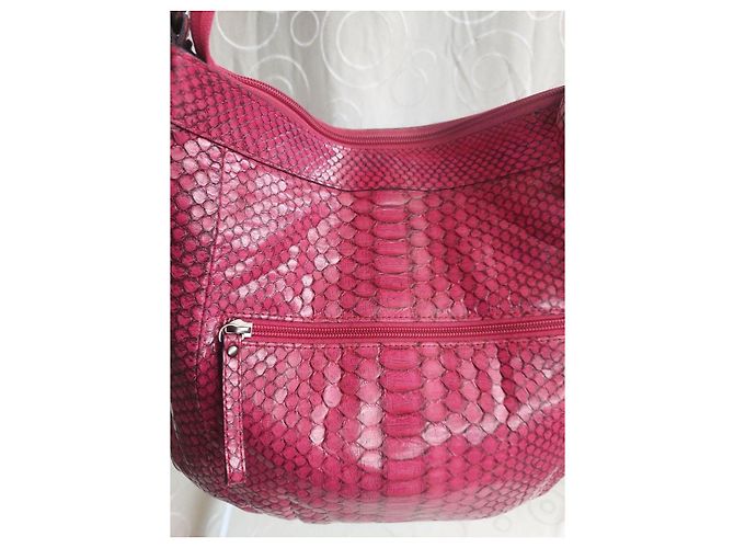 Autre Marque Borsa a tracolla JRA in pelle stampa pitone rosa - vista 15
