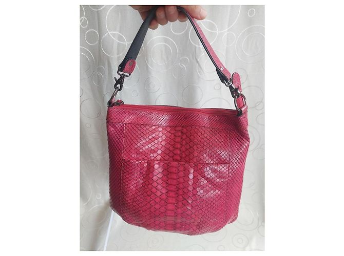 Autre Marque Borsa a tracolla JRA in pelle stampa pitone rosa - vista 16