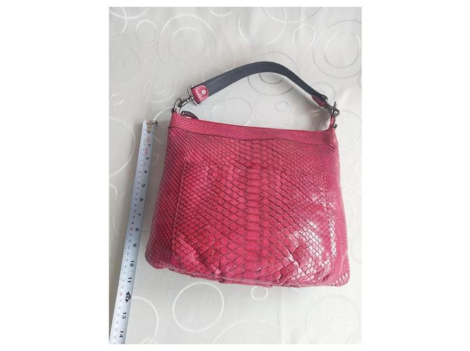 Autre Marque Borsa a tracolla JRA in pelle stampa pitone rosa - vista 18
