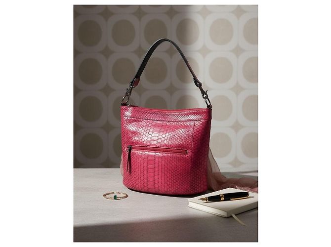 Autre Marque Borsa a tracolla JRA in pelle stampa pitone rosa - vista 2