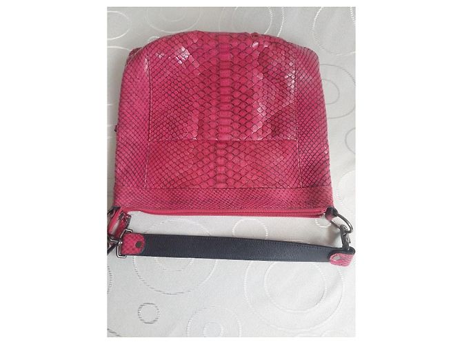 Autre Marque Borsa a tracolla JRA in pelle stampa pitone rosa - vista 7