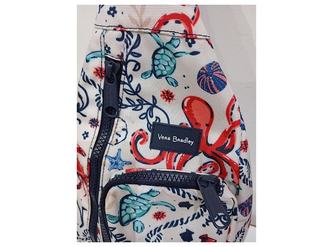 Autre Marque Vera Bradley Borsa a Tracolla in Tela Stampa Marina Bianco Rosso Blu Beige - vista 4