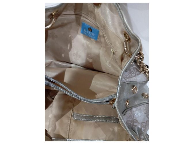 Autre Marque Borsa Kathy Van Zeeland argentata con motivi floreali e borchie Argento D'oro - vista 10
